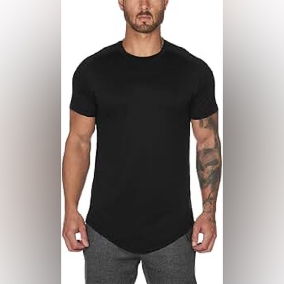 ZARA Men's Black Asymmetrical Long T-Shirt - Picture 1 of 5